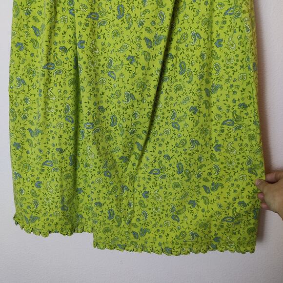 Vtg 90s Venezia Lime Green Paisley Ruffle Square Neck Cotton Dress 18 Clueless - Picture 4 of 11